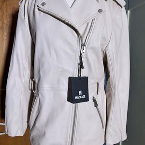 Mackage leather jacket, Sabina, Cream, M